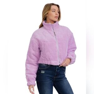 Lilac Luxe Crop Corduroy Bomber Jacket by Ensemble Sz Sm